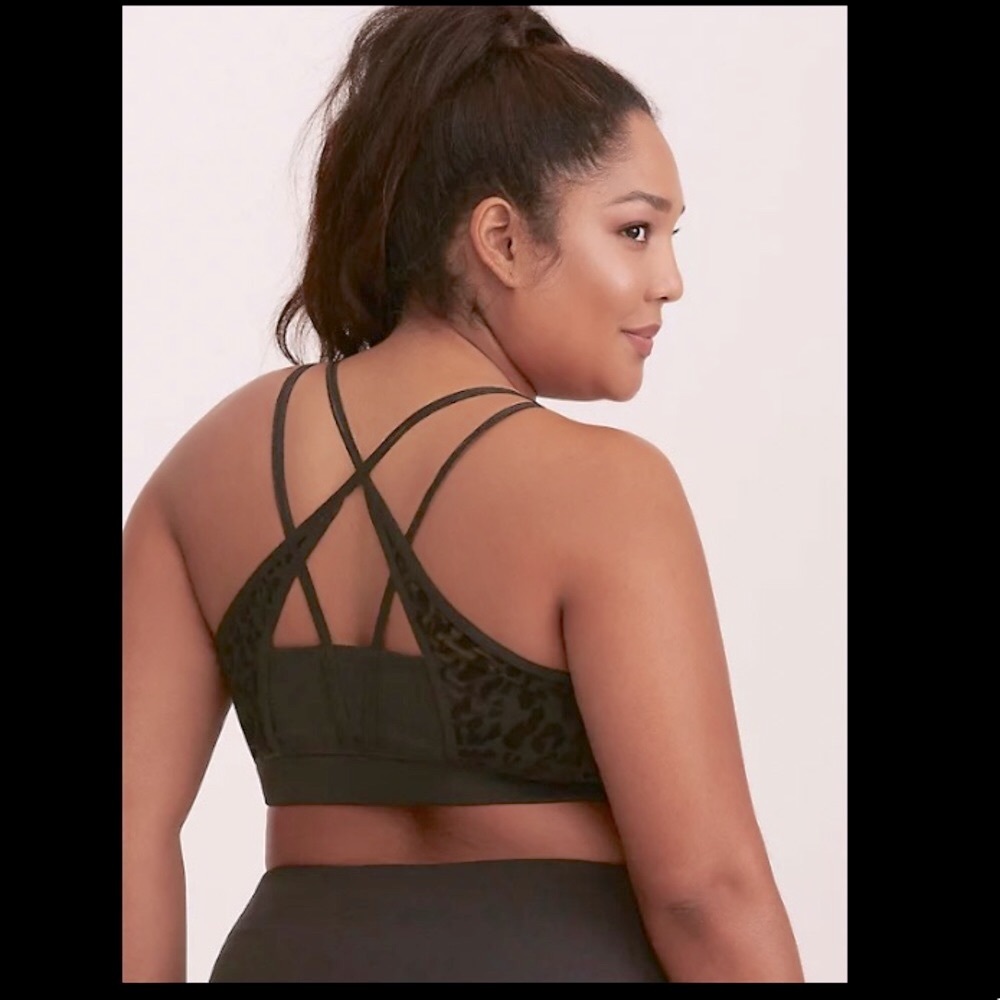 Torrid Velvet Leopard Print Strappy Sports Bra